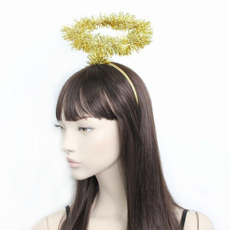 Picture of 72113 CHRISTMAS GOLD TINSEL HALO ON A NARROW GLITTER BAND